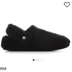 CROCS Black Fuzzy Slippers New!